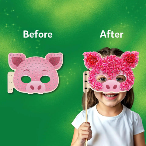 Poke In Art Animal Masks Craft Kit With 800 Plus Fabric Squares And 6 Foam Masks Mess Free Sewing Activity For Kids Ages 4 5 6 7 8 9