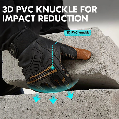 Winter Waterproof Heavy Duty Mechanic Glove With High Dexterity, Anti Vibration And Abrasion, Touchscreen Ready For Auto Pros on concrete block.