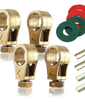 Two Pairs Pure Copper Battery Terminal Clips For Cars With Washers And Gaskets Positive And Negative Top Post Cable Connectors