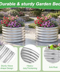 Two Pack Round Galvanized Steel Raised Garden Beds 2x2x1.5 Ft Outdoor Planter Boxes For Vegetables And Flowers Durable Anti Corrosion Metal Garden Bed Kit In Silver