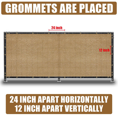 Grommet placement detail of 6 Foot By 50 Foot Outdoor Privacy Screen Fence And Mesh Shade Net Cover For Garden And Backyard No Fuss Install