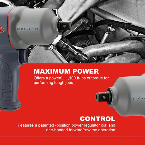 Rock Solid 1/2 Inch Drive Air Impact Wrench Featuring Twin Hammer Design And Titanium Housing For Reliable High Torque Output No Nonsense Professional Job Site Workhorse