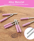 Diamond Chainsaw Sharpener Kit 32 Pieces Pink Sharpeners With 0.22 Inch Heads Pro Grade Diamond Burrs shown on wooden surface