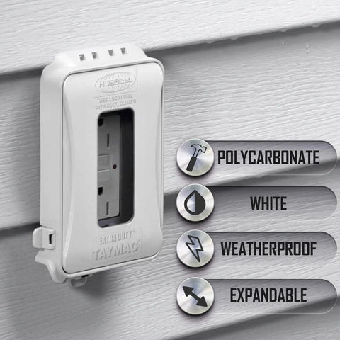 Heavy Duty 1-Gang Weatherproof In-Use Expandable Outlet Cover With Flat Nonmetallic Design installed vertically