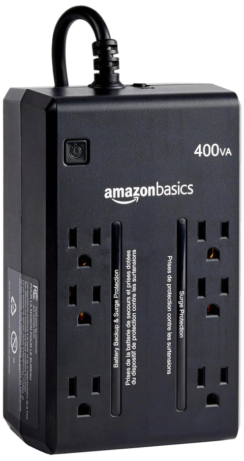 Compact UPS Battery Backup And Surge Protector With 6 Outlets For Home Network IoT And Entertainment Gear 400VA 255W Standby Power Supply Black Ideal For Routers Consoles And Streaming Devices
