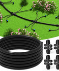 50 Ft 1/2 Inch Drip Irrigation Tubing Kit With 4 Quick Connectors And 4-Way Connector setup in garden landscape