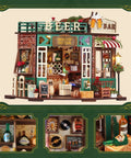 DIY Mini Beer Shop House Kit For Adults 3D Wooden Puzzle Tiny Home With Furnished Interior Book Shelf Decor Craft Project