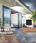 Solar Shed Light With Dual Lamps, 2000LM Outdoor Indoor Pendant Lighting, mounted outside, showing weather-resistant features.