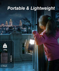 Child holding Hand Crank Solar Camping Lantern With 3000mAh Battery, Ultra Bright LED Torch, USB Rechargeable, night scene view