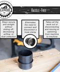 4 Inch Plastic Pipe Quick Connect Adapter Coupler For Woodshop Dust Collection Flexible Hose Kit 1 Pack For Seamless 4 Inch Pipe And Hose Integration Easy Setup Durable Dust Control Solution displayed on wooden surface showing front view