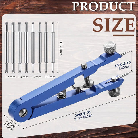 Must Have Watch Band Repair Kit For Metal Straps with sizing tools and dimensions for bracelet adjustment