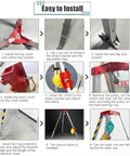 Confined Space Rescue Tripod Kit With 30m Cable assembly steps, showing parts like top cover, winch, and anti-slip foot bracket