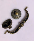 Close-up of Six Pack Shabby Chic Drawer Pulls Antique Bronze Zinc Alloy Kitchen Cabinet Drop Bail Handles, hardware pieces visible