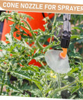 Windproof Sprayer Nozzles Drift Guard Two Pack For Garden Use shown with translucent cone cover on sprayer in garden