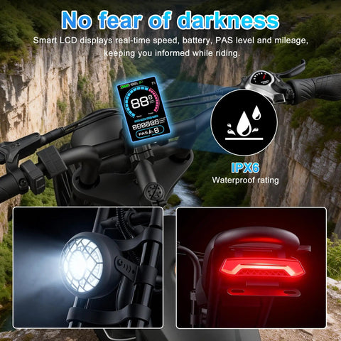 Powerful 1500W Electric Bike For Adults With 48V 20Ah Battery Reaches 34 MPH Up To 47 Miles LCD display IPX6 waterproof