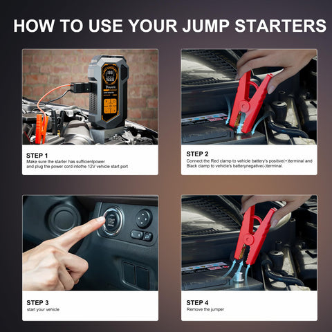 Instruction steps for Ultimate 10 In 1 Car Jump Starter With Air Compressor 6000A Portable Power Bank And 150 PSI Tire Inflator