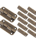 Antique Bronze Iron Folding Cabinet Hinges 1.5 Inch, 12 Pack, Four Hole Structure With Rounded Corner, hardware set