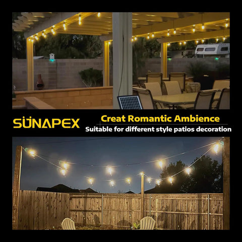Outdoor Solar String Lights Waterproof 48Ft With Shatterproof Edison Bulbs For Patio Camping Backyard, Solar Powered, Auto On At Dusk, No Fuss To Use, Up To 8 Hours Of Light On Full Charge, Weatherproof Backyard Night Lighting