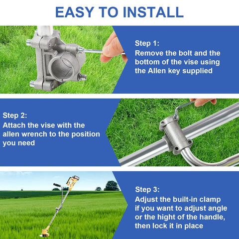Installation steps for Ergonomic Weed Eater Handle Grip For Trimmers With Adjustable Position And Bracket Clamp Upgrade Easy Install Weeder Lawn Trimmer Improve Posture And Cut Longer With Less Strain Silver.