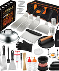 237 Pcs Griddle Accessories Kit For Flat Top Grills with enlarged spatulas, basting cover, burger press, scraper, tongs, and stainless steel tools.