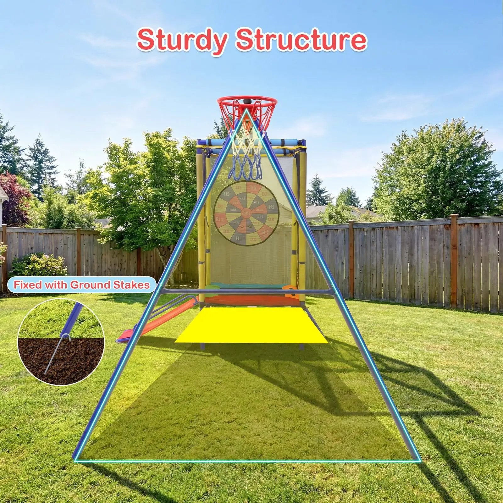 6 In 1 Backyard Swing Set With Trampoline ✓
