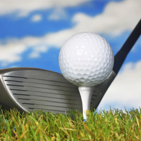 Premium Wood Golf Tees 200 Count With A 3 Line Marking System For Consistent Long Distance Drives And Clean Club Contact shown in use