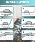 Installation steps for cut-to-fit stainless steel hose clamps showing how to secure hoses with adjustable worm gear fasteners.