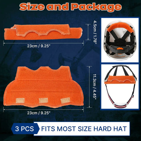 Hard Hat Sweatband Set 3 Pack Washable Liner Replacement for Welding Helmets Flame Retardant Cotton Hook and Loop Inserts