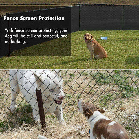 Privacy Screen For Fences 6 Ft By 50 Ft Heavy Duty Shade Cover with dogs in backyard demonstrating privacy and protection benefits
