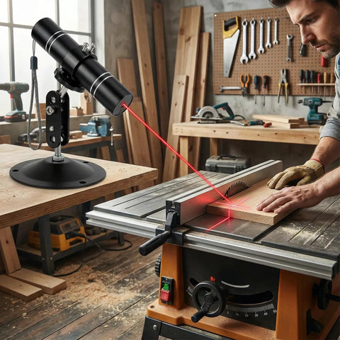 Three Head Red Laser Level With 2M Charger, 650nm Cross And Linear Laser Generator used on woodworking table