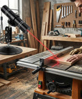 Two Pack Three Head Red Laser Level Kit With 520 Nm Cross And Linear Beams in use during woodworking project