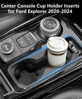 Ford Explorer Cup Holder Inserts Non Slip Silicone Center Console Protector Organizer To Prevent Spills And Scratches No Mess For 2020 2021 2022 2023 2024 Interior Accessories shown installed with cup