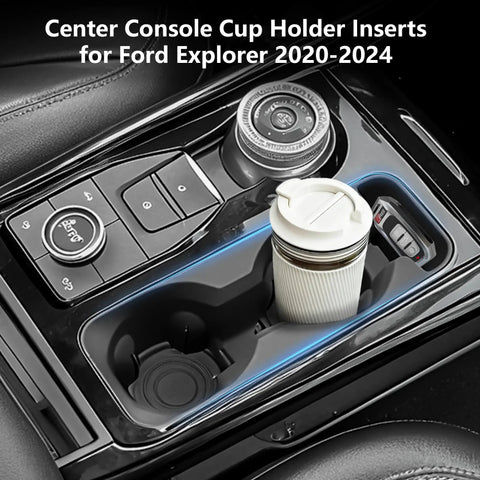 Ford Explorer Cup Holder Inserts Non Slip Silicone Center Console Protector Organizer To Prevent Spills And Scratches No Mess For 2020 2021 2022 2023 2024 Interior Accessories shown installed with cup