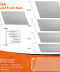All In One 16 Gauge Finish Nails Kit With Twenty Degree Angled Galvanized 2000 Count Five Sizes From Two And A Half Inches To One And A Quarter Inches 400 Nails Each For Pneumatic And Electric Finish Nailer diagram