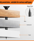 Heavy Duty Workhorse 6 X 1 1/4 Fine Thread Drywall Screws Self Tapping Phillips Drive shown penetrating wood, underlayment, and plastic.
