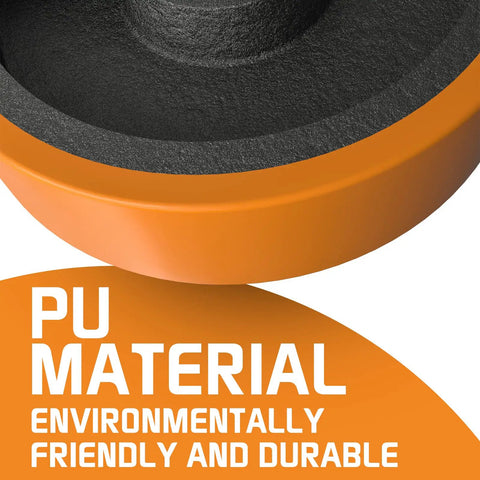 Close-up of orange PU material on Beefy 8 Inch Gate Wheel Caster For Metal Tube Gates 1700 Lb Capacity 360 Degree Spin Spring Loaded Gate Caster