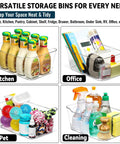 12 Pack Clear Plastic Storage Bins With Labels For Home, Kitchen, Pantry, Bathroom, Office And Cabinets, organized items