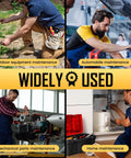 Collage showing diverse maintenance uses for the Three Eighth Inch Drive Impact Socket Set With Ratchet Handle Extension Bar Universal Joint And Adapter Includes 57 Piece SAE And Metric Sockets From Five Sixteenths To Three Fourth Inch And Eight To Twenty Two Millimeter For Serious Gearhead Work in outdoor, automobile, mechanical, and home settings.