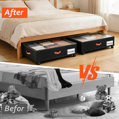 Compact Under Bed Storage Bins With Silent Rolling Casters Lowkey Closet Game Changer For Dorm Rooms And Small Apartments Easy Glide Seasonal Gear Organizers Heavy Duty 2 Pack
