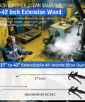 Beefy Workhorse, Heavy Duty High Pressure Air Blow Gun With 27 To 42 Inch Extendable Wand used on industrial machinery.