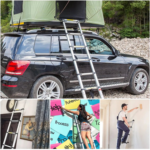 Ultra Lightweight 6.6 ft Aluminum Telescoping Ladder, Collapsible Extension Ladder For Home, RV, Attic And Daily Use used for RV setup