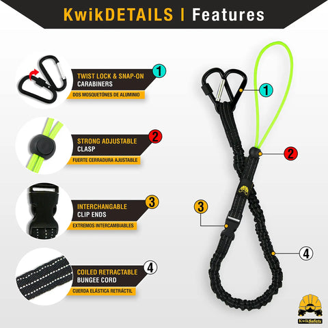 Heavy Duty Fall Protection Kit With 3D THUNDER Full Body Harness, featuring tool lanyard with adjustable clap and bungee cord