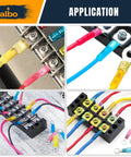 250 Pcs Heat Shrink Ring Terminal Kit Set For 22 To 10 AWG Waterproof Tinned Copper Ring Terminals connected to wires