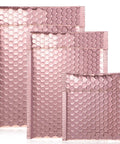 Set of three sizes, Rose Gold Metallic Bubble Mailers With Self Seal Adhesive, 50 Pack Padded Poly Mailers For Valentine Shipping.