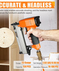 Lightweight 23 Gauge Pneumatic Headless Pin Nailer Kit With 10000 Pins, shown with furniture, accurate headless design.