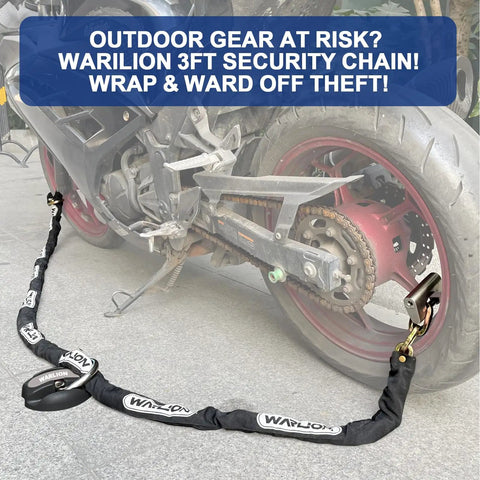 Heavy Duty Security Chain With Cinch Ring Three Foot Long And Three Eighths Inch Thick 63HRC Alloy Steel securing motorcycle