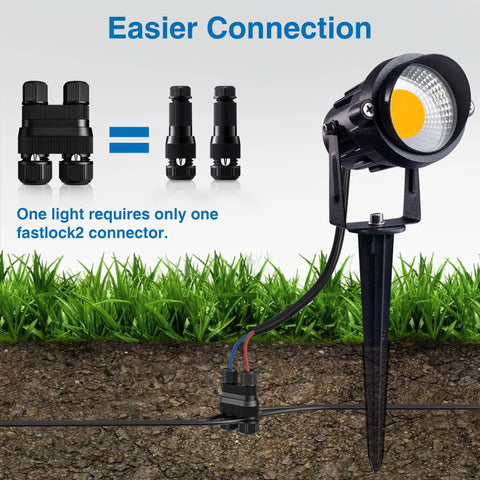 Fastlock2 Low Voltage Wire Connector For Landscape Lighting 14-18 Gauge Waterproof Outdoor Connectors in garden setup