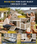 Woman and girl interacting with Outdoor Chicken Coop For 2 To 4 Chickens In The Backyard Weatherproof Wooden Hen House