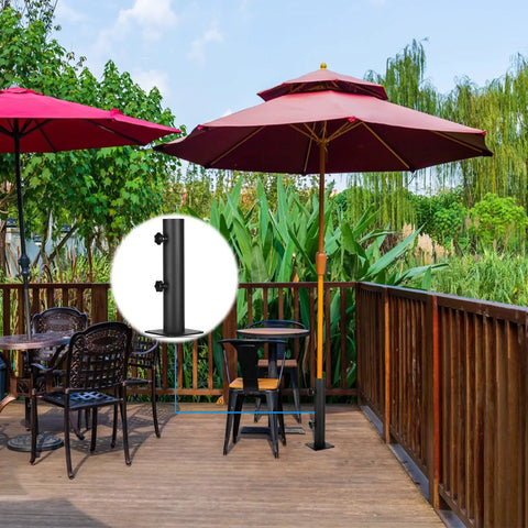 Heavy Duty Patio Umbrella Base With Adjustable Clamp For Decks Patios Balconies And Docks Outdoor Umbrella Stand Fits Post 0.8 To 1.5 Inches Secure Setup