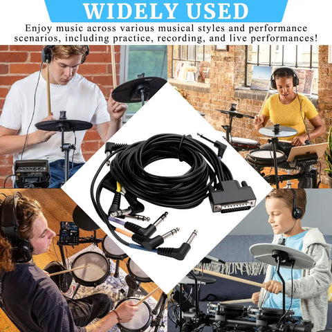 Cable Harness Snake Loom Replacement For Electronic Drum Sets And Modules With Hi Hat RCA Connector in use